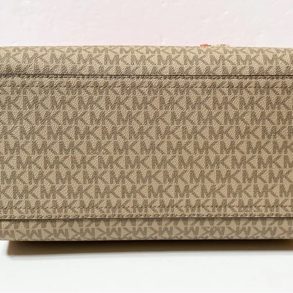 Michael Kors MK Jet Set Travel Medium Duffle Bag Satchel Poppy Orange Sand MK - Picture 7 of 14